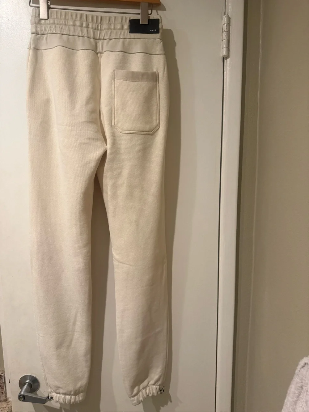 Amiri Men’s Cotton & Leather Track Pants (Ivory, M- XS)